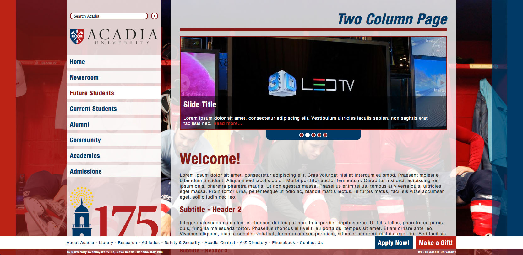 Acadia 2013 Mockup Subpage
